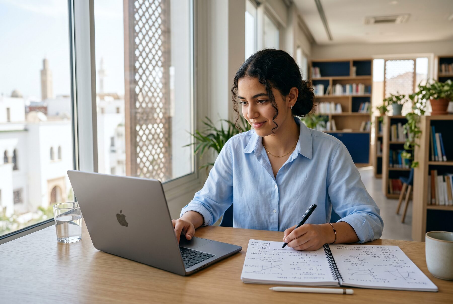 Étudiant marocain travaillant les mathématiques